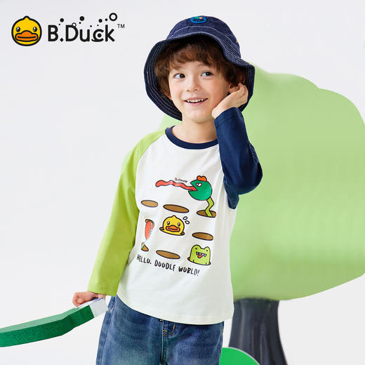 bduck小黄鸭童装春秋儿童打底衫男童长袖t恤纯棉插肩袖上衣110-160 BF1606036 商品图3