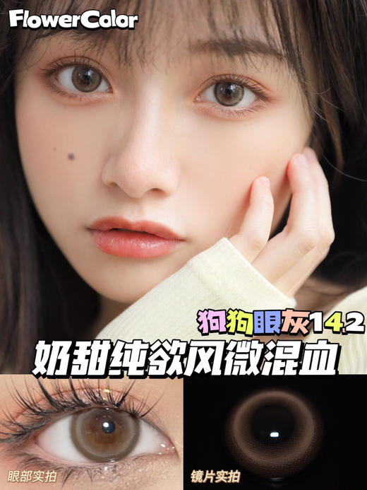 FLOWER COLOR 狗狗眼灰 韩产🇰🇷年抛 14.2mm (着色13.4mm) 商品图0