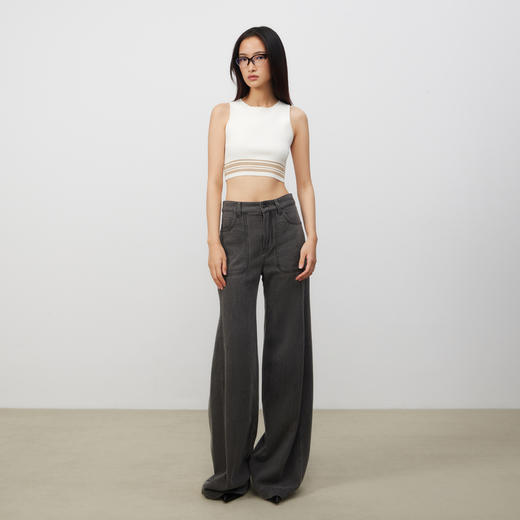 lost in echo2025春夏新款手工时尚撞色紧身针织短背心半身裙短裙 商品图4