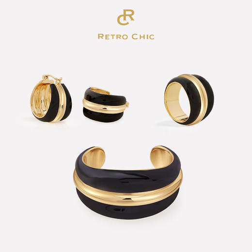 【蓝盈莹、孟慧圆同款】Art Nouveau新艺术时期 | 奥斯黑色珐琅耳圈三件套 商品图0