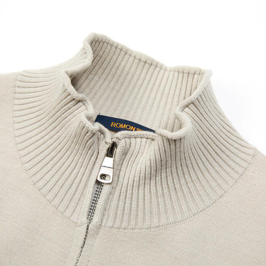 【卷边螺纹】罗蒙立领拉链针织外套男舒适针织开衫外套男士毛衣 商品图4