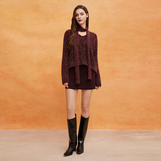 QE636斯尔丽2025春季新款金丝亮片厚款时尚马甲款柔软廓形显瘦百搭上衣 商品图3