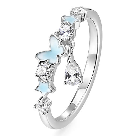 卡蒂罗/KADER 【发光】繁星蝴蝶夜光情侣对戒 接住招财的蝴蝶玄学 蝶光招财梦幻夜光会发光开口流苏戒指一对 商品图2