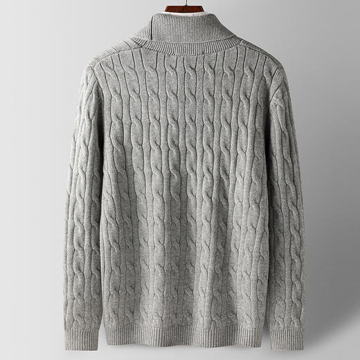 罗蒙男士秋冬加厚开衫男时尚百搭休闲针织衫撞色翻领外套男士毛衣男 商品图1