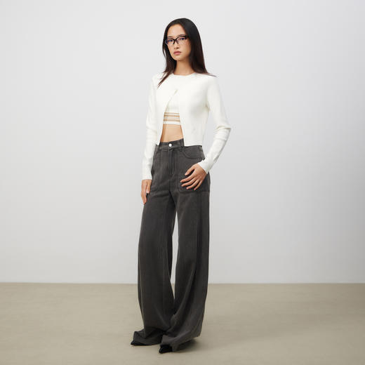 lost in echo2025春夏新款极简手工钩花短针织衫开衫背心套装女 商品图3