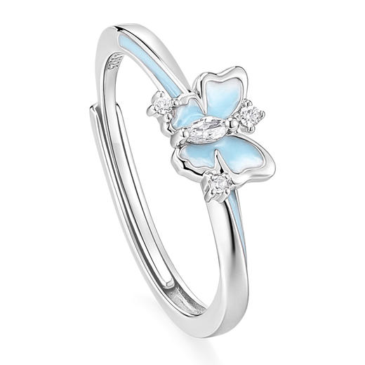 卡蒂罗/KADER 【发光】微光蝴蝶夜光情侣对戒 接住招财的蝴蝶玄学 好运招财闪闪蝶舞会发光开口素圈一对 商品图3