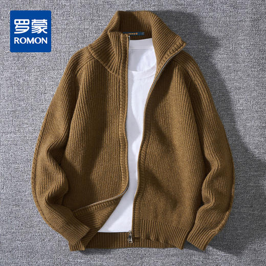 【北极绒纱线】罗蒙美式粗犷针织外套男秋冬毛衣男士外套针织衫男 商品图0