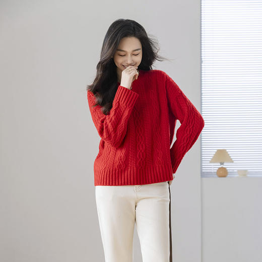 【康赛妮纱线20712亲子系列】火桐hooton 鸿运当头 山羊绒圆领套头衫24A761 商品图1