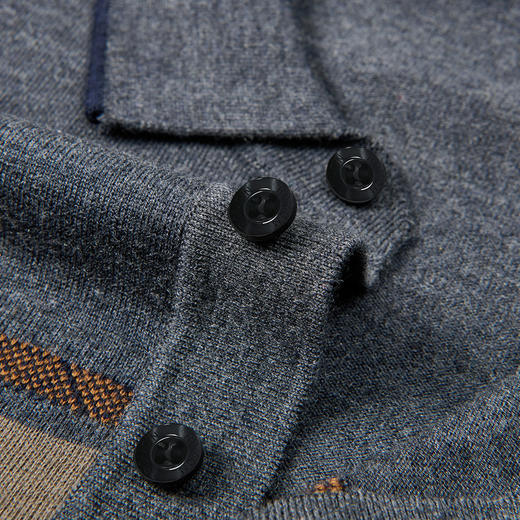 【含羊毛】罗蒙秋冬男士经典横条针织衫男商务polo衫男长袖中老年爸爸装 商品图5