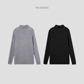 THESOONG"糯感基调"100%羊毛坑条百搭高领中长款毛衣裙HWMY6394
