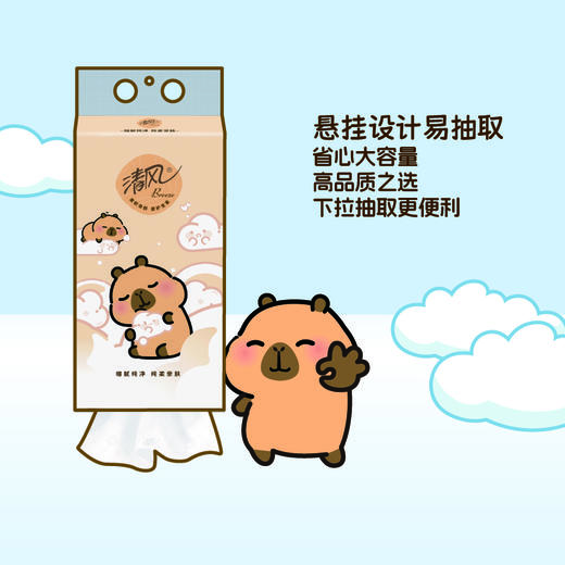 【官方自营】清风挂抽4层250抽10提送挂钩卡皮巴拉小黄豚联名款 商品图4