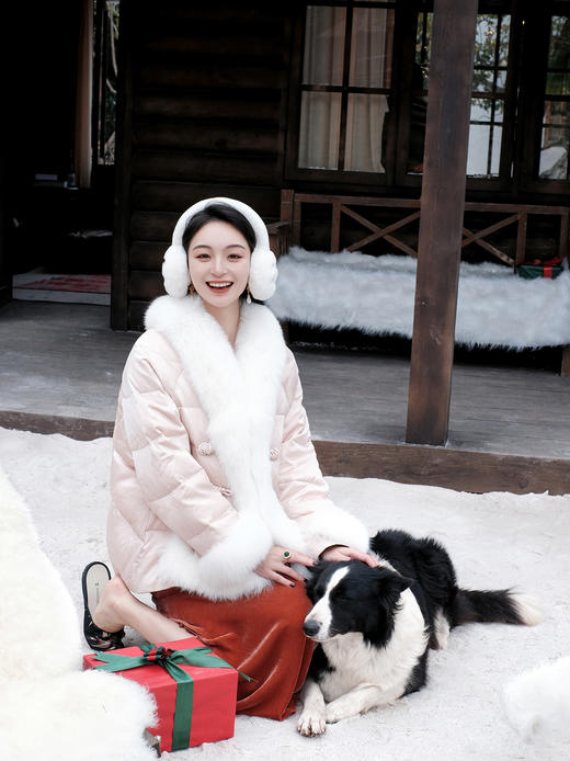 盛唐婧| 千里江山粉黛佳人真丝鹅毛羽绒服 商品图8