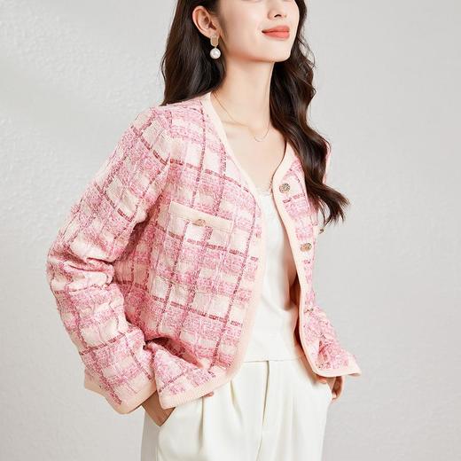 【高货kbnq】全新升级【铂金会员514/天猫699/差价185】(05336) 洛诗琳2024冬季新款粗花呢轻薄气质小香风短款羽绒服女 商品图4