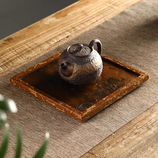 RW梅鹿竹茶盘岩石大漆干泡台岩崖石托盘古文盘奉竹茶盘泡茶具收纳盘 商品图0