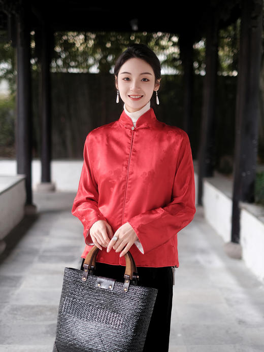 盛唐牡丹| 真丝提花玉扣小立领外套（不夹棉） 商品图2