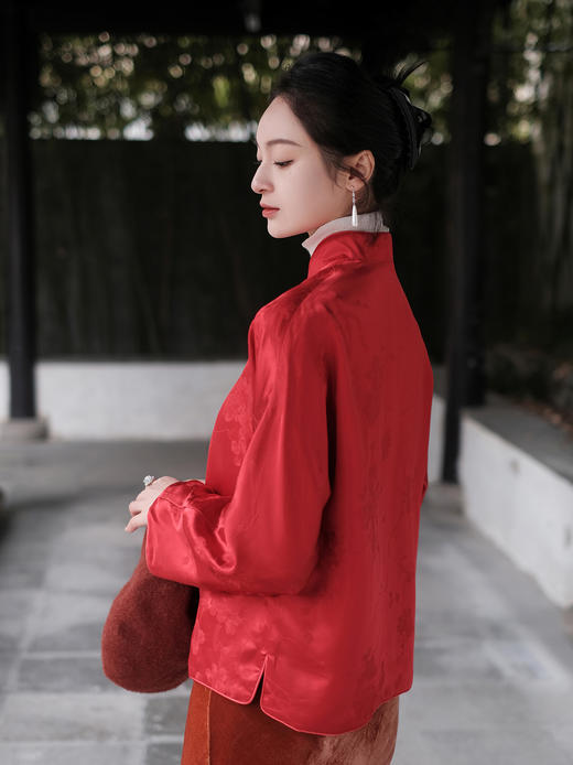 盛唐牡丹| 真丝提花玉扣小立领外套（不夹棉） 商品图11