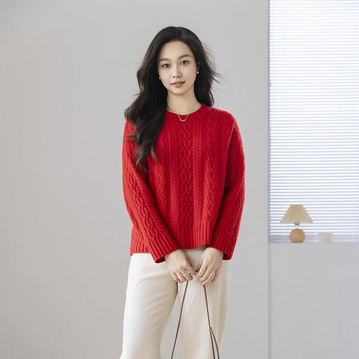 【康赛妮纱线20712亲子系列】火桐hooton 鸿运当头 山羊绒圆领套头衫24A761 商品图2