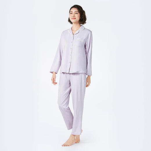 都市丽人女士特价棉质长袖套装薄32支CVC单面超值精选长袖类LHH1A1 商品图2