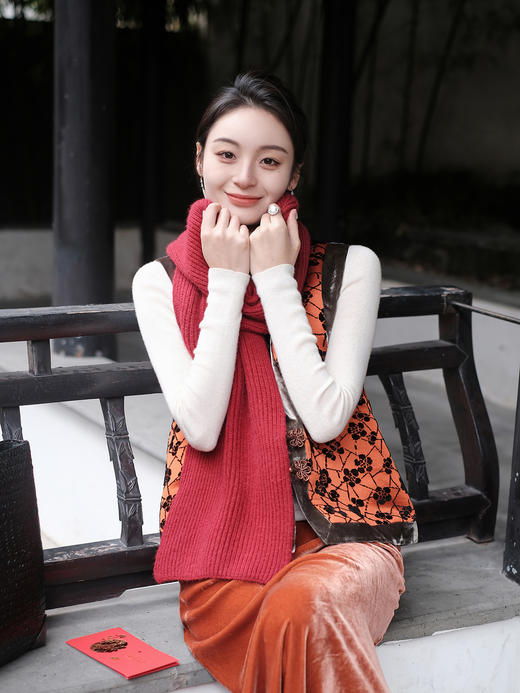 盛唐牡丹| 冰裂梅花纹漳缎马甲(边条浅色) 商品图3