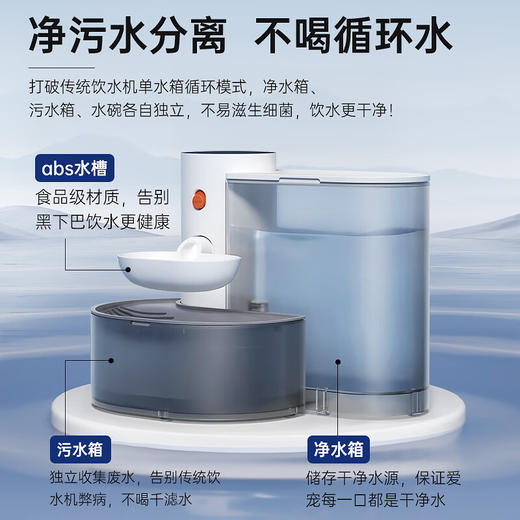 PETGRAVITY宠有引力倾倒式猫咪饮水机流动水不插电自动喂水器宠物狗狗饮水器 白色【0耗材 无线续航180天】 商品图2