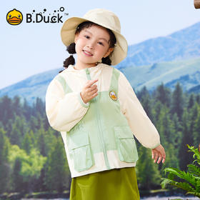 bduck小黄鸭童装春秋女童外套连帽儿童休闲上衣户外风衣105-150 BF1611002