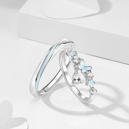 卡蒂罗/KADER 【发光】繁星蝴蝶夜光情侣对戒 接住招财的蝴蝶玄学 蝶光招财梦幻夜光会发光开口流苏戒指一对 商品图11