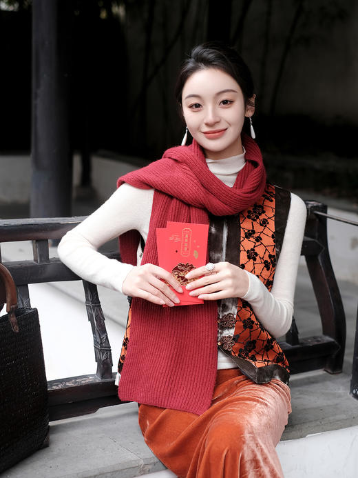 盛唐牡丹| 冰裂梅花纹漳缎马甲(边条浅色) 商品图2