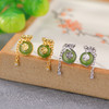 S925纯银镀金和田碧玉福袋铜钱，复古国潮百搭气质文艺银耳钉CW-ED03693 商品缩略图0