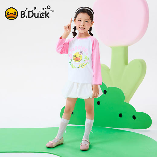 bduck小黄鸭童装春秋女童长袖T恤儿童上衣纯棉打底衫插肩袖甜美110-160 FF1606005 商品图1