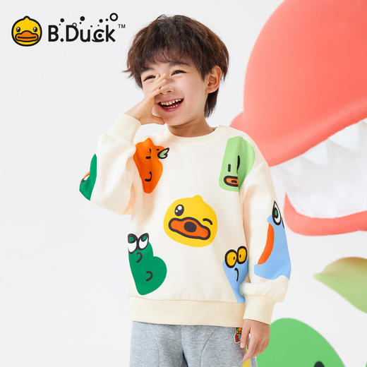 bduck小黄鸭童装春秋宝宝卫衣春秋男童衣服儿童套头上衣90-130 BF1608023 商品图3