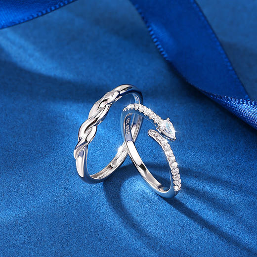 【新年饰爱】卡蒂罗/KADER 爱意守护情侣对戒 莫比乌斯环新中式灵蛇设计可调节素戒一对 蛇年本命年好运配饰 商品图8