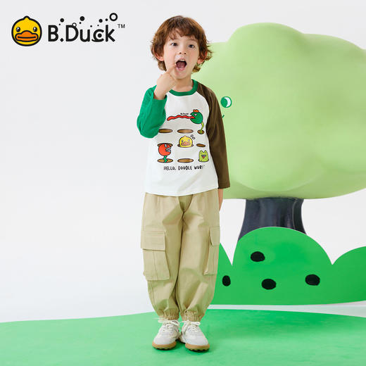bduck小黄鸭童装春秋儿童打底衫男童长袖t恤纯棉插肩袖上衣110-160 BF1606036 商品图1