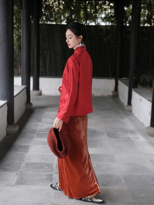 盛唐牡丹| 真丝提花玉扣小立领外套（不夹棉） 商品图8