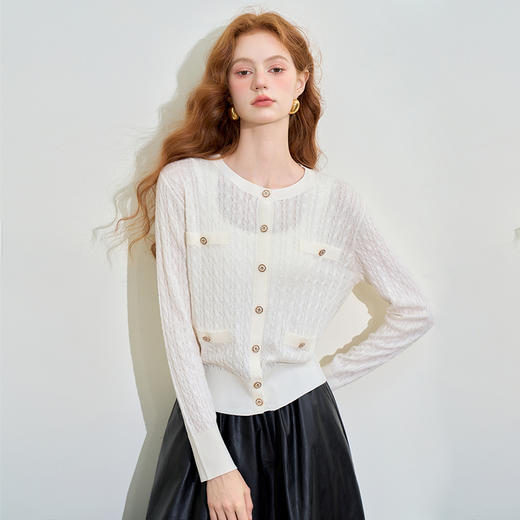 西遇绵羊毛法式轻熟小香风长袖外套女早春贵气高级感上衣SS140290 商品图2