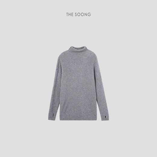 THESOONG"糯感基调"100%羊毛坑条百搭高领中长款毛衣裙HWMY6394 商品图2