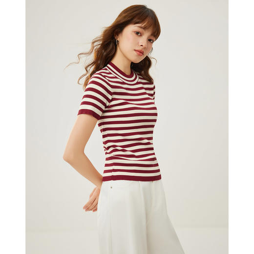 IEF/爱依服2025 春季 韩系风简约条纹显瘦休闲通勤百搭毛织上衣DN0723 商品图3