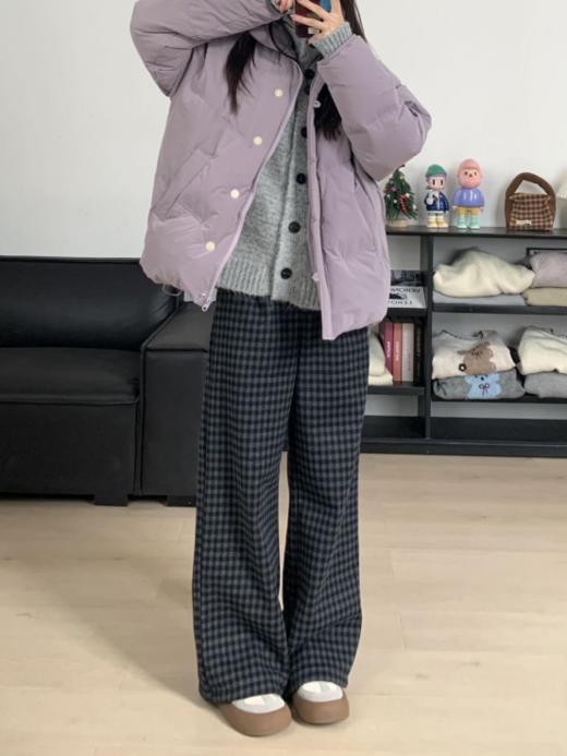 【加绒版！美式复古细格阔腿裤】💰79元一条 ❗搭配度和实穿度都很高！😍按头安利必入款‼️ ✔直筒版型，🥳梨形身材闭眼入！简直就是为秋冬而生，👛天菜神裤 商品图3