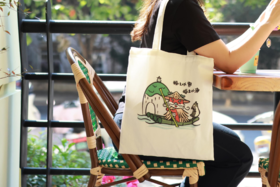 【汉语之美】“美崽在桂林”系列帆布袋 可选“授之以鱼，授之以渔”/“人生苦短，再嗦一碗”/油茶配油果