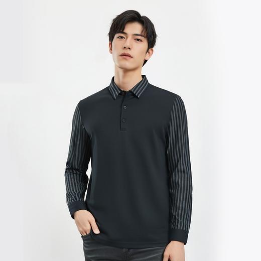 【拼色条纹】罗蒙polo衫男长袖春夏新款商务休闲通勤百搭男士t恤 商品图1