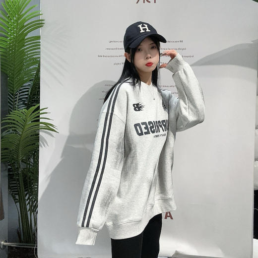 ZB晕染做旧织带拼接长袖卫衣（灰） 冬季 244010650321 商品图1