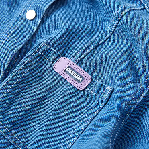 笛莎Deesha 童装女童外套2025春新款明线分割皮标牛仔外套 商品图3