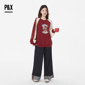 P&X设计师女装春季新款短款卫衣825117190 红色