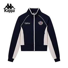 Kappa卡帕背靠背女款针织运动外套复古休闲开衫夹克撞色立领上衣K0F22WK02