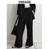 VIMAGE纬漫纪中式盘扣装饰设计感黑色微喇长裤休闲裤2025春季新款V2305901 商品缩略图5