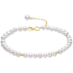 225T-BD232-PFWH-Y-19-001  谢瑞麟TSL  【焕新出游】18K金手链复古浪漫金珠珍珠手链