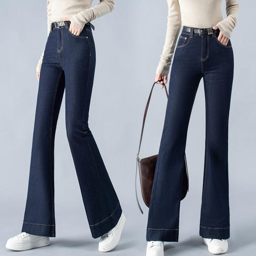 HSSYM-7857 复古蓝大阔腿牛仔裤女春秋季2025新款韩版宽松垂感直筒拖地筒喇裤 商品图0
