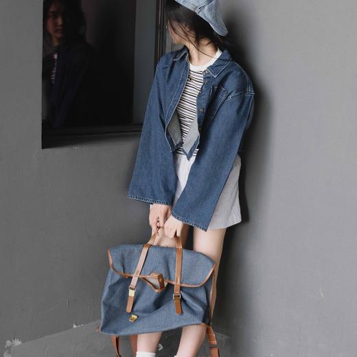 顺丰包邮14812洛诗琳2025春季新款复古Polo领短款牛仔外套158210 商品图2