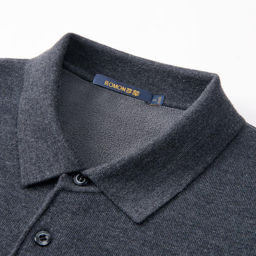 【含羊毛加绒加厚】罗蒙颗粒绒加绒polo衫男士保暖毛衣男毛衫 商品图4