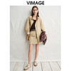 VIMAGE纬漫纪复古高级感卡其色高腰a字纯棉短裙半身裙春新款V2306905 商品缩略图2