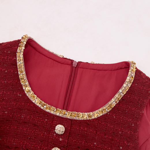 西遇红色小香风外套套装女早春新款新年穿搭背心裙两件套V0150063/V0150064 商品图5